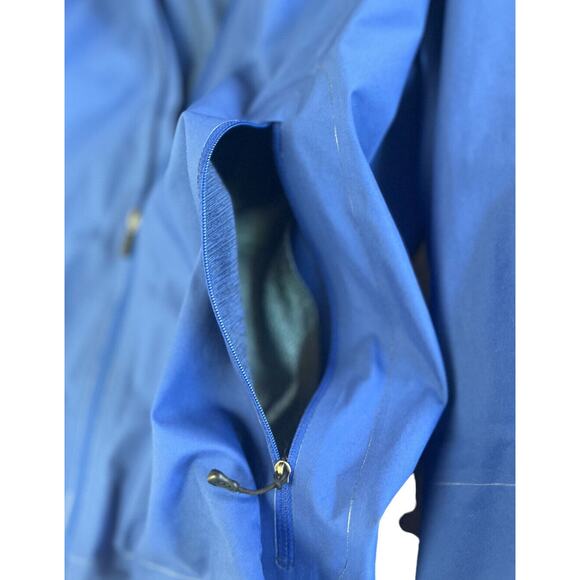 Patagonia Rain Jacket Mens Size Medium Hooded Elbow Patches Blue Full Zip EUC - Picture 11 of 11